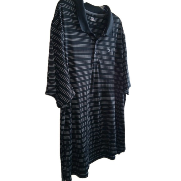 Under Armour Other - UNDER ARMOUR XXL Polo Heat Gear Dry Shirt Black Grey Striped Golf Preppy Dad Men